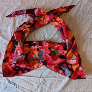 Flip It 12 Way Neck Scarf Vintage 1987 Carol Bame Unique Abstract Print Red
